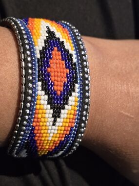 Beaded Multicolor Statement Cuff Bracelet
